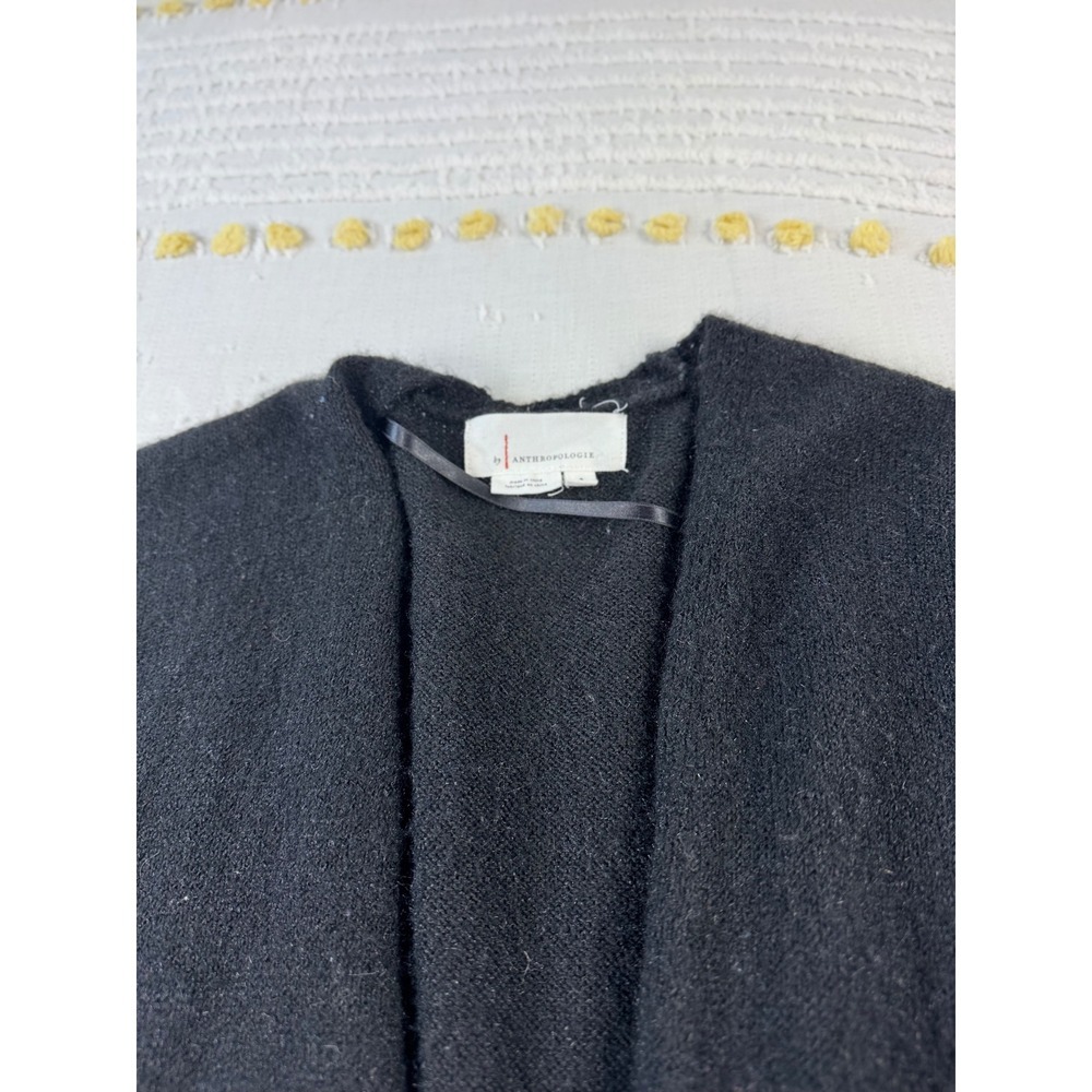 by Anthropologie Black Open Front Cardigan Sweater Knit Cozy Small S - Picture 4 of 11